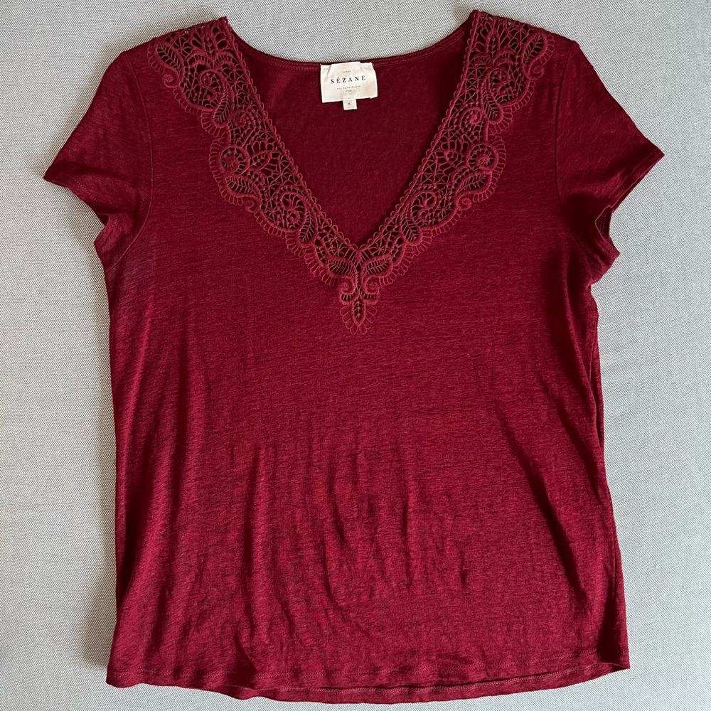 Sezane t-shirt, Bordeaux, Size S, good condition